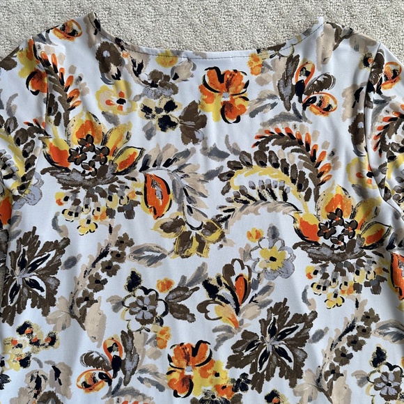 Susan Graver Floral Print Liquid Knit 3/4 Sleeve Bateau Neck Tunic 1X Casual - Picture 10 of 13